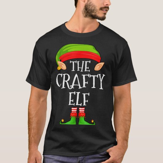 Funny Elf Family Christmas Crafty Elf Sweater Matc T-Shirt (Vorderseite)