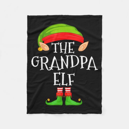 Funny Elf Family Christmas Grandpa Elf Sweater Mat Fleecedecke (Vorderseite)