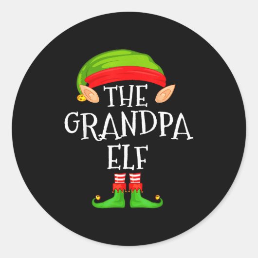 Funny Elf Family Christmas Grandpa Elf Sweater Mat Runder Aufkleber (Vorderseite)