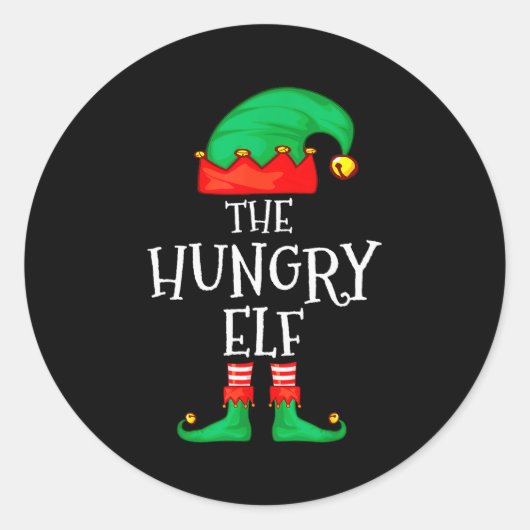 Funny Elf Family Christmas The Hungry Elf Sweater Runder Aufkleber (Vorderseite)