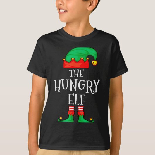 Funny Elf Family Christmas The Hungry Elf Sweater  T-Shirt (Vorderseite)