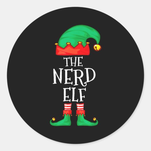 Funny Elf Family Christmas The Nerd Elf Sweater Me Runder Aufkleber (Vorderseite)