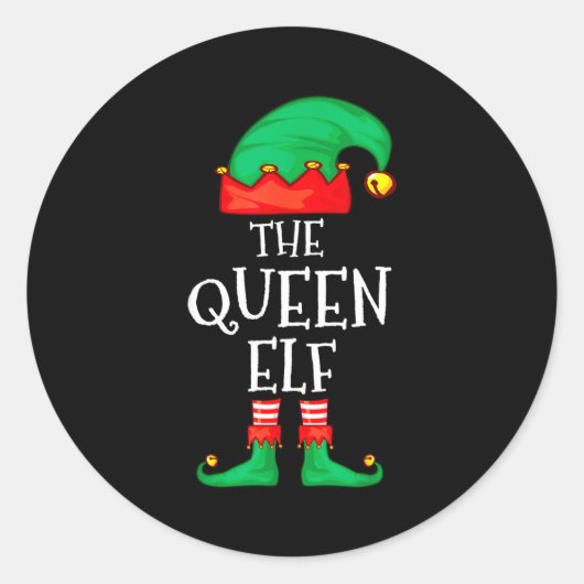 Funny Elf Family Christmas The Queen Elf Sweater M Runder Aufkleber (Vorderseite)