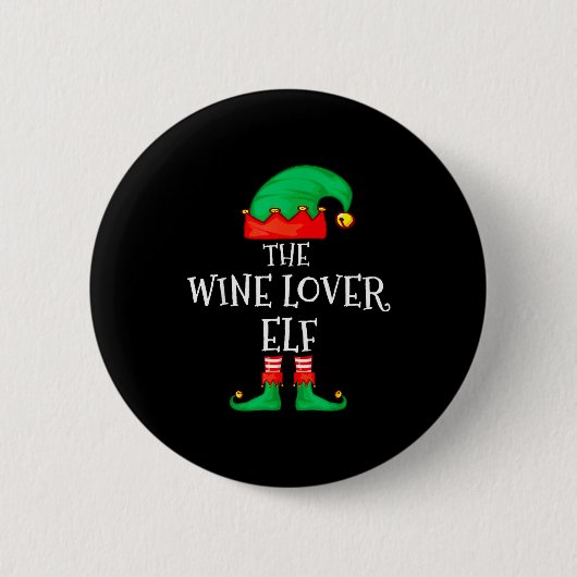Funny Elf Family Christmas The Wine Lover Elf Men  Button (Vorderseite)