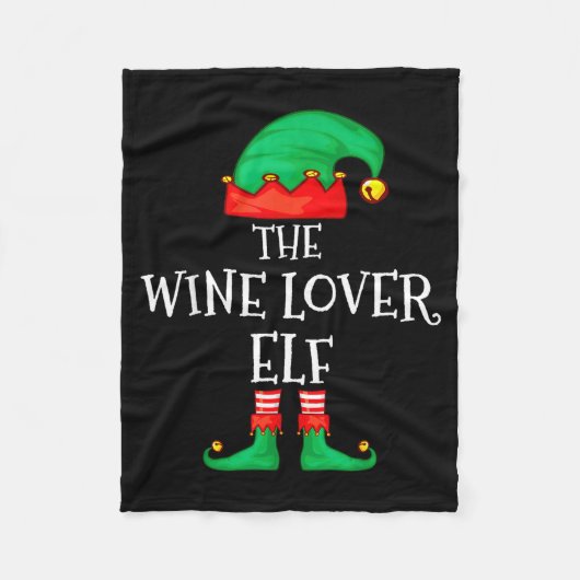 Funny Elf Family Christmas The Wine Lover Elf Men Fleecedecke (Vorderseite)