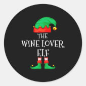 Funny Elf Family Christmas The Wine Lover Elf Men Runder Aufkleber (Vorderseite)