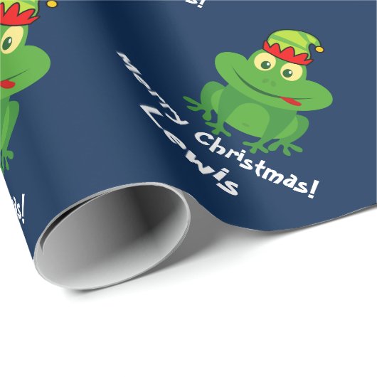 Funny elf Frosch Weihnachtspapier für Kinder Geschenkpapier (Rolleneckpunkt)