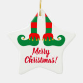 Funny elf Füße Frohe Weihnachtsbaumgeschenk Keramik Ornament (Vorne)