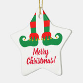 Funny elf Füße Frohe Weihnachtsbaumgeschenk Keramik Ornament (Links)