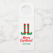 Funny elf Füße Weihnachtswein Flaschenhalter Flaschenanhänger (Vorderseite)