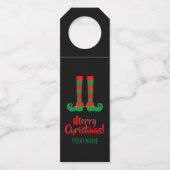 Funny elf Füße Weihnachtswein Flaschenhalter Flaschenanhänger (Rückseite)