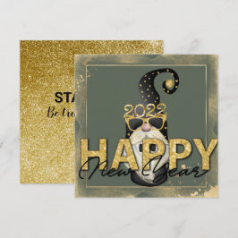 Funny Elf Gold Glitzer Custom Script Flat Feiertagskarte
