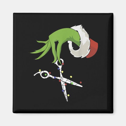 Funny Elf Hands Hair Stylist Hairdresser Scissor B Magnet (Vorne)