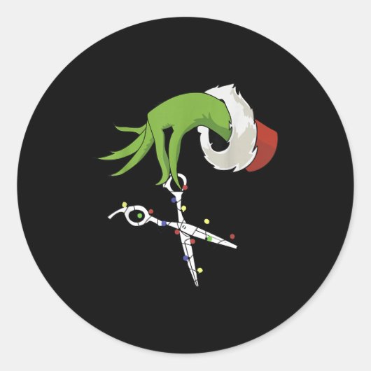 Funny Elf Hands Hair Stylist Hairdresser Scissor B Runder Aufkleber (Vorderseite)