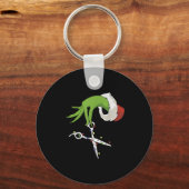 Funny Elf Hands Hair Stylist Hairdresser Scissor B Schlüsselanhänger (Vorderseite)