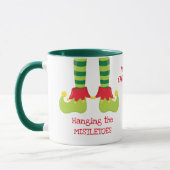 Funny Elf Hanging Mistletos Weihnachten Tasse (Links)