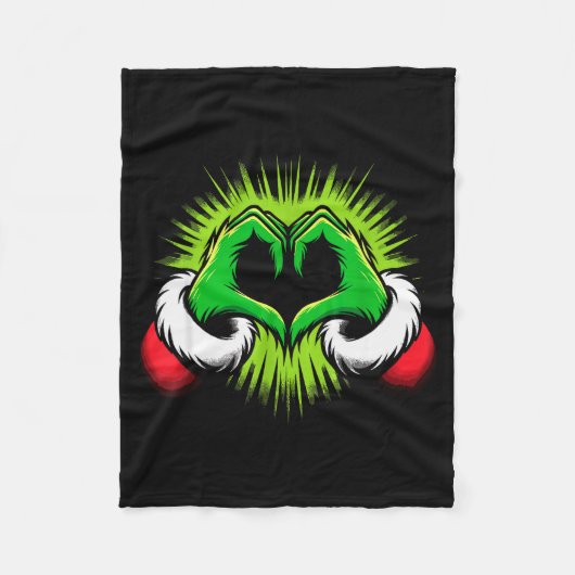 Funny Elf Heart Hands Love Christmas Fleecedecke (Vorderseite)