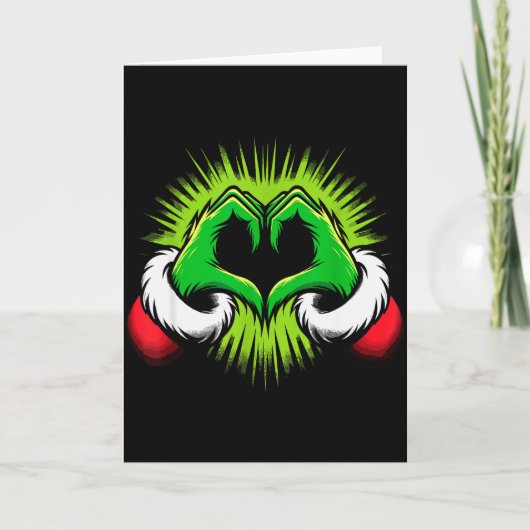Funny Elf Heart Hands Love Christmas  Karte (Vorderseite)