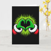 Funny Elf Heart Hands Love Christmas  Karte (Gelbe Blume)