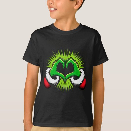Funny Elf Heart Hands Love Christmas  T-Shirt (Vorderseite)