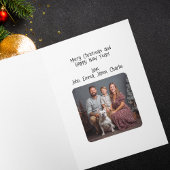 Funny Elf jumping on Airplane & Photo Custom Xmas Karte