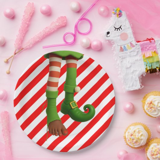 Funny Elf Legs Christmas | North Pole Mischief Pappteller (Party)