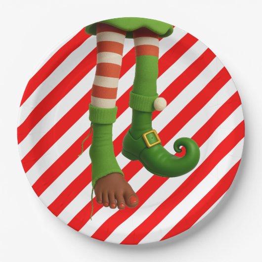 Funny Elf Legs Christmas | North Pole Mischief Pappteller (Vorderseite)