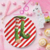 Funny Elf Legs Christmas | North Pole Mischief Pappteller (Party)