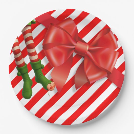 Funny Elf Legs Christmas | North Pole Mischief Pappteller (Vorderseite)