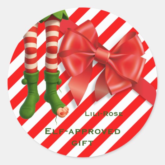 Funny Elf Legs Christmas | North Pole Mischief Runder Aufkleber (Vorderseite)