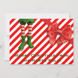 Funny Elf Legs Holiday Card | North Pole Mischief  Feiertagskarte