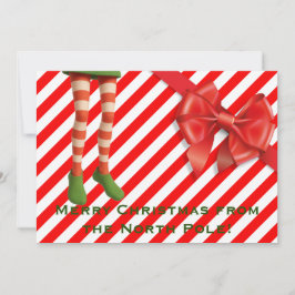 Funny Elf Legs Holiday Card | North Pole Mischief  Feiertagskarte