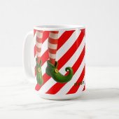 Funny Elf Legs Holiday Card | North Pole Mischief  Kaffeetasse (Vorderseite Links)