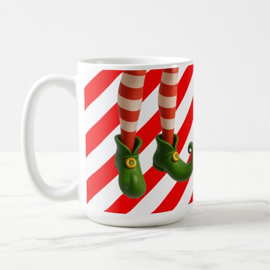 Funny Elf Legs Holiday Card | North Pole Mischief  Kaffeetasse (Links)