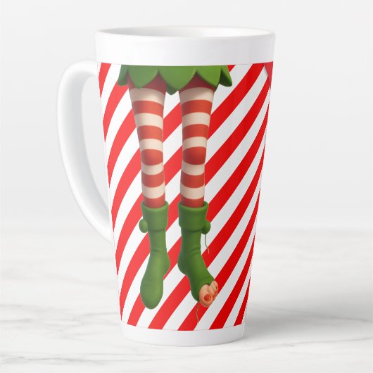 Funny Elf Legs Holiday Card | North Pole Mischief  Milchtasse (Linke Ecke)