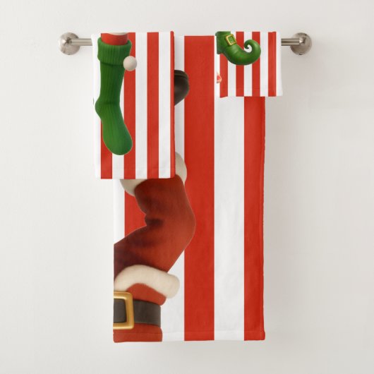Funny Elf Legs | North Pole Mischief Christmas  Badhandtuch Set (Insitu)