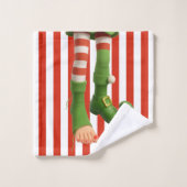 Funny Elf Legs | North Pole Mischief Christmas  Badhandtuch Set (Waschlappen)
