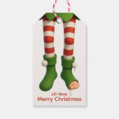 Funny Elf Legs | North Pole Mischief Wrapping Geschenkanhänger (Rückseite)