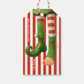 Funny Elf Legs | North Pole Mischief Wrapping Geschenkanhänger (Rückseite)