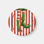 Funny Elf Legs | North Pole Spirits Christmas Wine Magnet (Vorne)