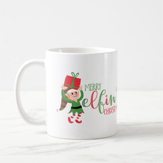 Funny Elf Merry Elfin's Weihnachten Kaffeetasse (Links)