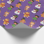 Funny Elf mit Snowman Pattern Weihnachten Hübsch Geschenkpapier (Ecke)