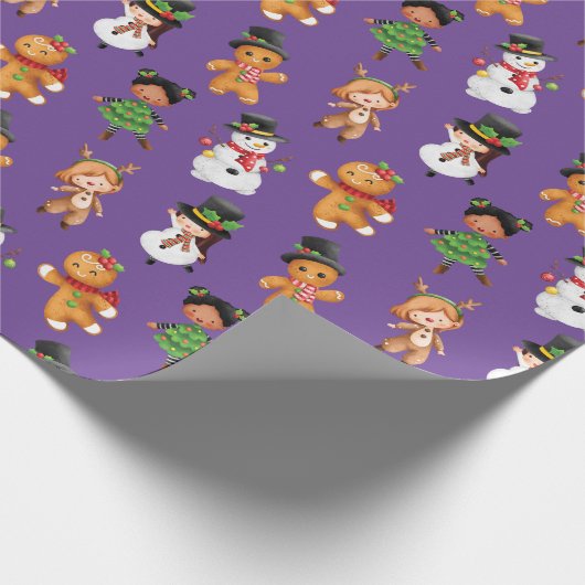 Funny Elf mit Snowman Pattern Weihnachten Hübsch Geschenkpapier (Ecke)