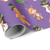 Funny Elf mit Snowman Pattern Weihnachten Hübsch Geschenkpapier (Rolleneckpunkt)