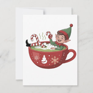 Funny Elf nimmt Matcha Bathub Weihnachten Mitteilungskarte