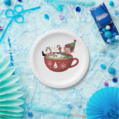Funny Elf nimmt Matcha Bathub Weihnachten Pappteller (Party)