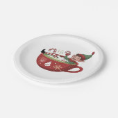 Funny Elf nimmt Matcha Bathub Weihnachten Pappteller (Schrägansicht)