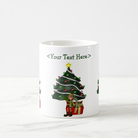 Funny Elf Personalisiert Weihnachtsfeiertag Tasse (Mittel)