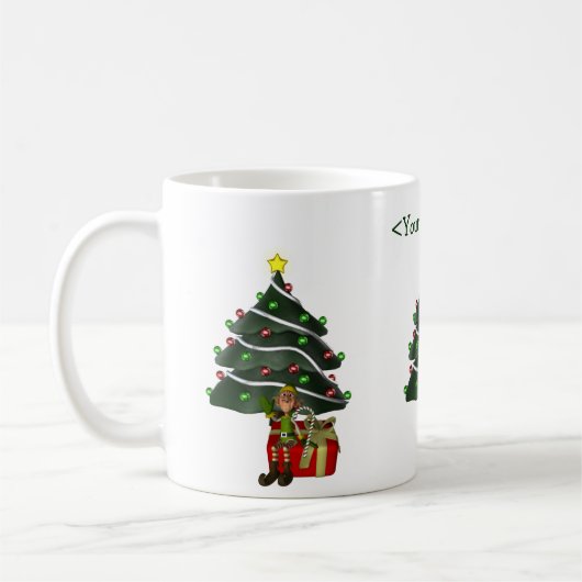 Funny Elf Personalisiert Weihnachtsfeiertag Tasse (Links)