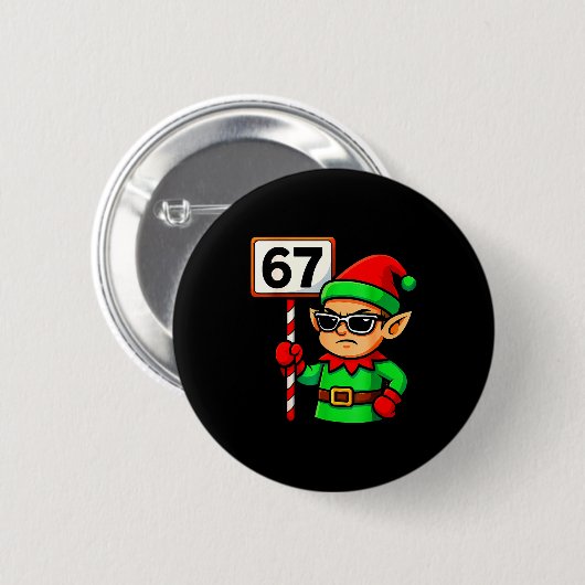 Funny Elf Six Seven 6 7 Meme Christmas Costume 67 Button (Vorne & Hinten)